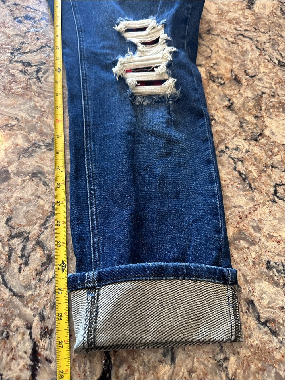 Judy Blue Size 16W Buffalo Plaid Patch Mid Rise Cuffed Boyfriend Jeans New - Picture 12 of 16
